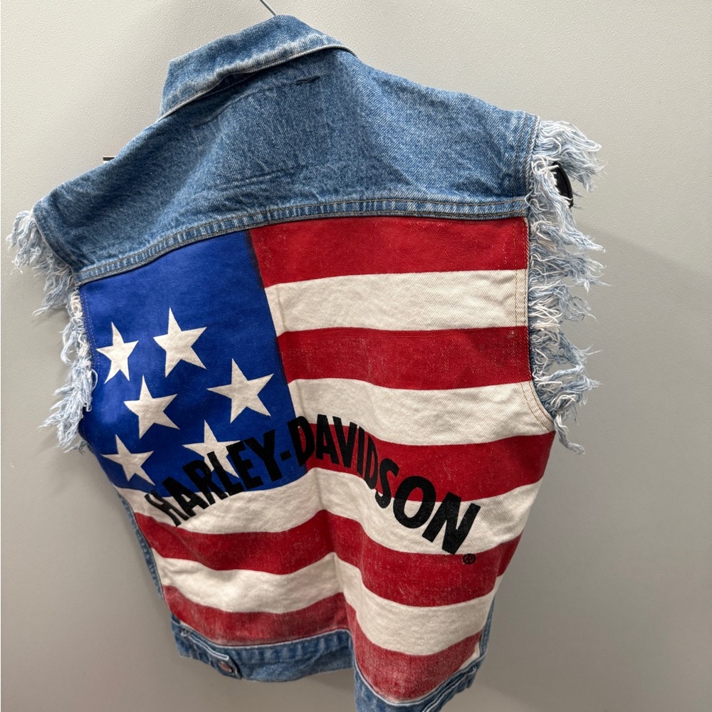 Harley Davidson vintage super RARE American flag denim vest size XXL
